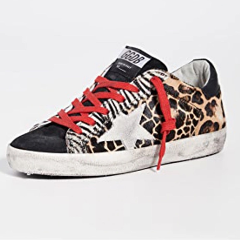 Golden Goose Animalier leopard zebra animal fur shoes 38 7 8 - Picture 2 of 13